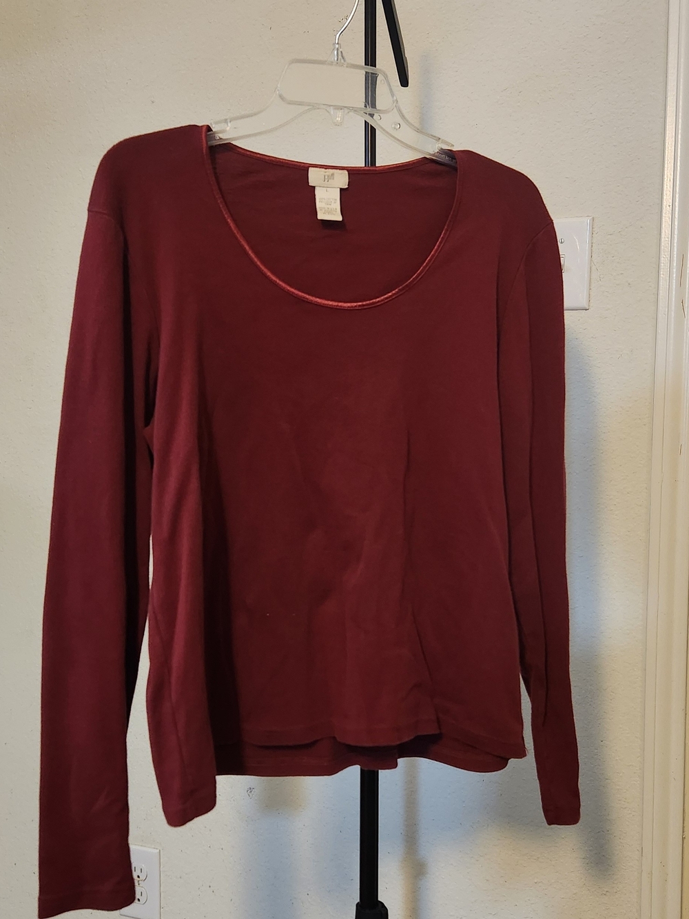 J. Jill Long Sleeve Scoop Neck Top - Wine